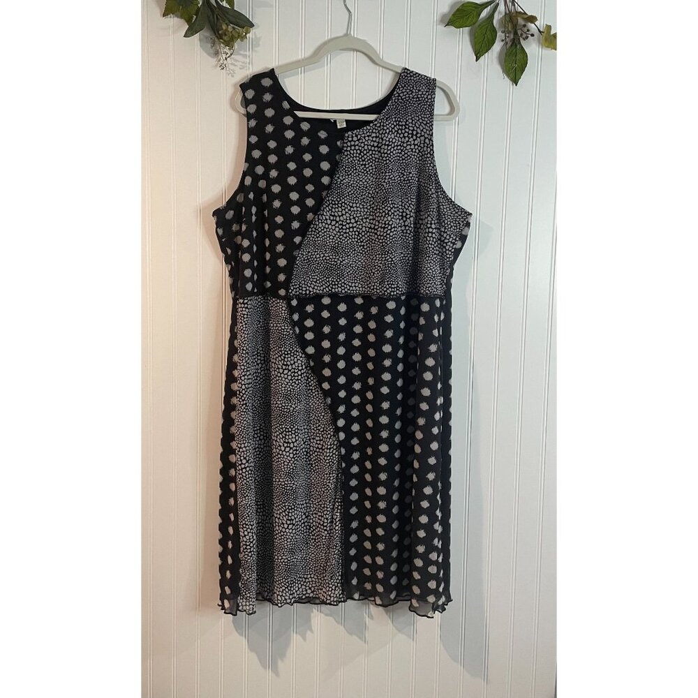 Cato Womens Black/White Sleeveless Asymmetrical Patterned Dress Size 18/20W